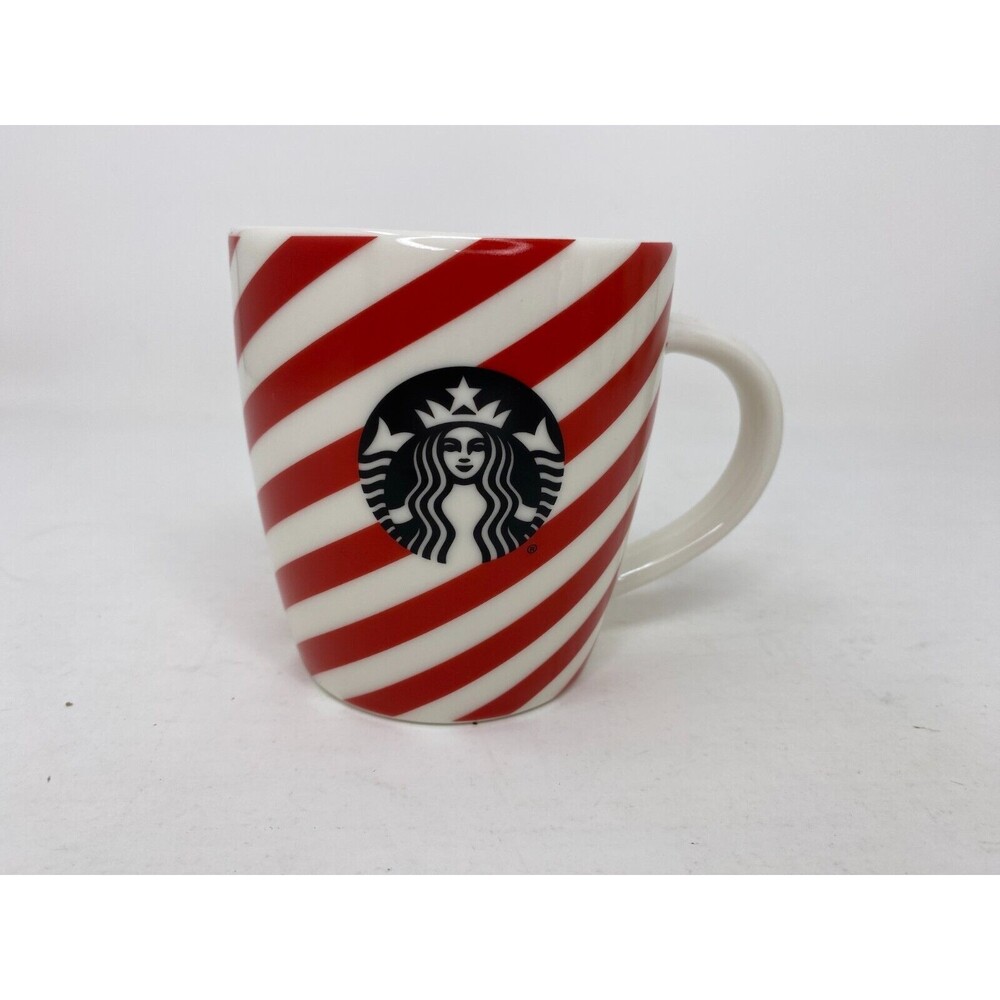 Starbucks Candy Cane Red & White Stripe Coffee Cup‎ 12 oz. Christmas Mug Ceramic